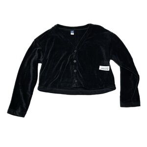 NWT Old Navy Cozy Chenille Button Down Top Black Jack Boxy Crop V-Neck Cardigan